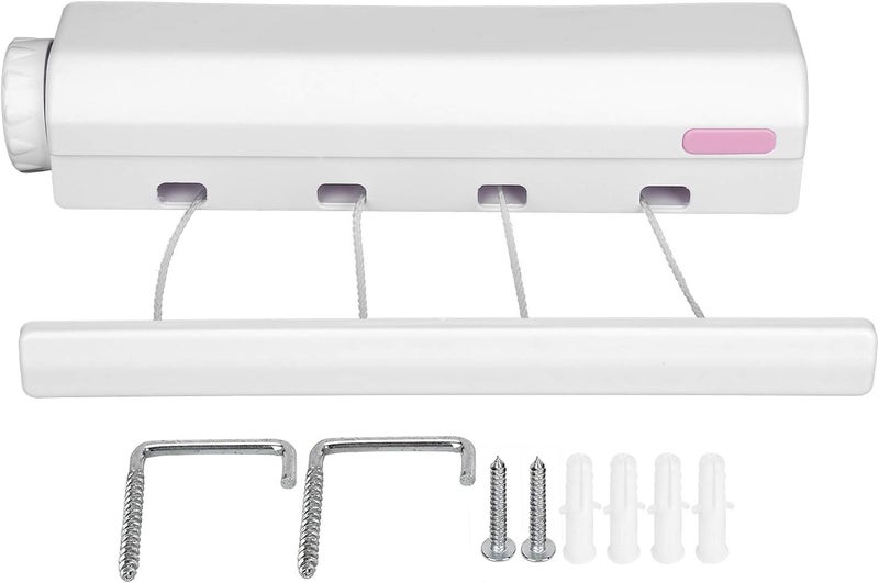 JENY Clothesline Automatic Telescopic Clothesline Wall Mounted Retractable Clothes Drying Rack Rope with Hook for Indoor Outdoor Supplies Punching Installation Four Ropes - Image 2