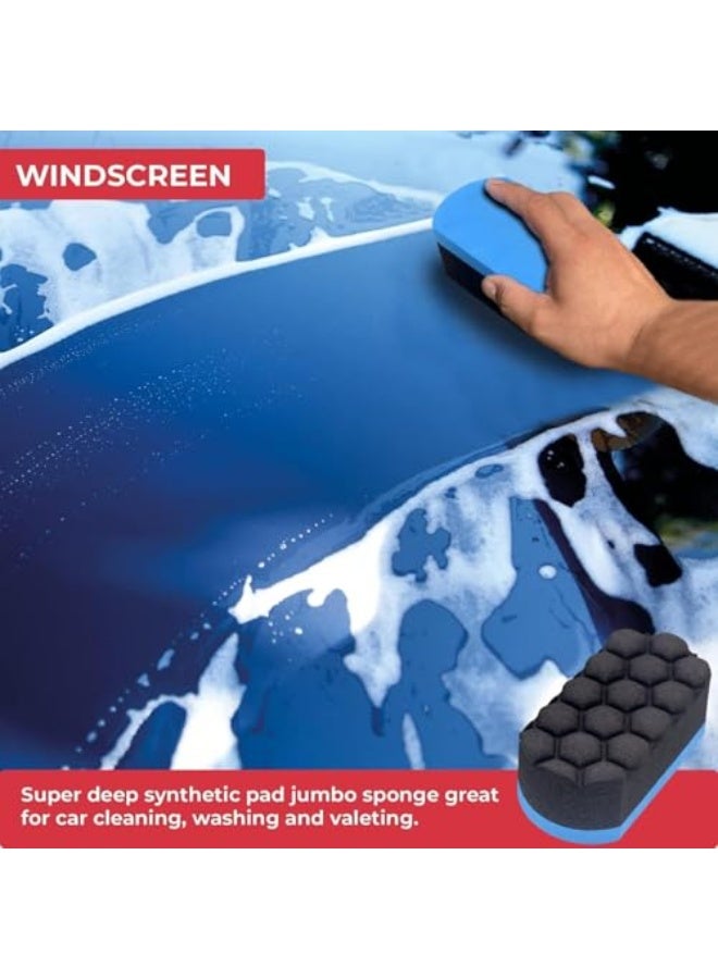 Generic KASTWAVE Car Cleaning Sponge, Microfiber All Purpose Sponges, Ultra Soft Easy Grip Thick Foam Scrubber, Buffer Polishe Sponges, Non-Scratch Car Washing Sponge for Wheels, Windscreen and Bodywork  - Image 2