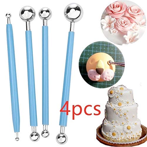 Morel Combo of 4pcs Modeling Ball Tool Sculpting Tool Set for Cake Engraving Set 5 Pcs Double Ended Stainless Steel Ball Stylus Wooden Tool Set for Clay and 6 Nos Paper Stump - Image 2