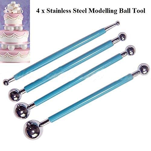 Morel Combo of 4pcs Modeling Ball Tool Sculpting Tool Set for Cake Engraving Set 5 Pcs Double Ended Stainless Steel Ball Stylus Wooden Tool Set for Clay and 6 Nos Paper Stump - Image 3