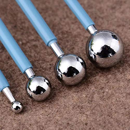 Morel Combo of 4pcs Modeling Ball Tool Sculpting Tool Set for Cake Engraving Set 5 Pcs Double Ended Stainless Steel Ball Stylus Wooden Tool Set for Clay and 6 Nos Paper Stump - Image 4