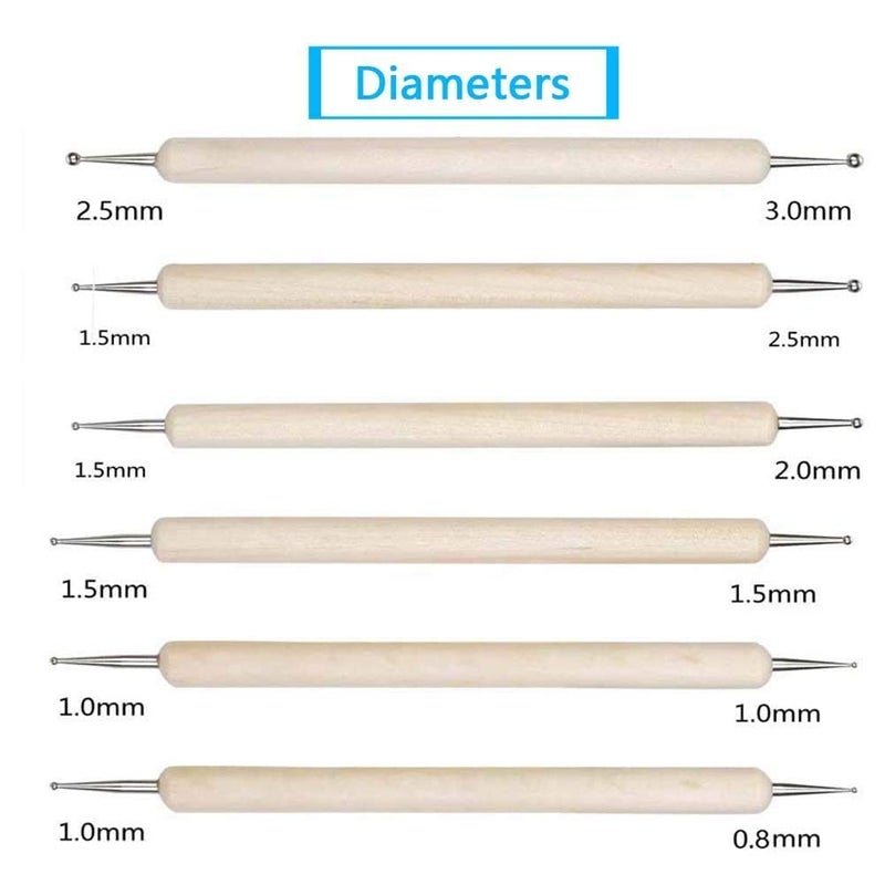 Morel Combo of 4pcs Modeling Ball Tool Sculpting Tool Set for Cake Engraving Set 5 Pcs Double Ended Stainless Steel Ball Stylus Wooden Tool Set for Clay and 6 Nos Paper Stump - Image 5