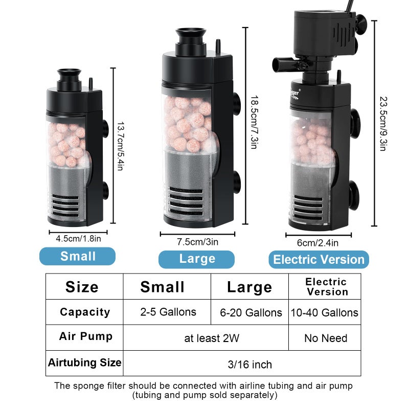 hygger Small Aquarium Bio Sponge Filter Mini Fish Tank Filter for Breeding Fry Betta Shrimp Tank 2-5 Gallon (Small) - Image 4