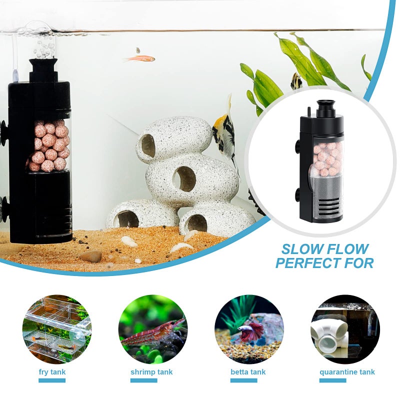 hygger Small Aquarium Bio Sponge Filter Mini Fish Tank Filter for Breeding Fry Betta Shrimp Tank 2-5 Gallon (Small) - Image 2