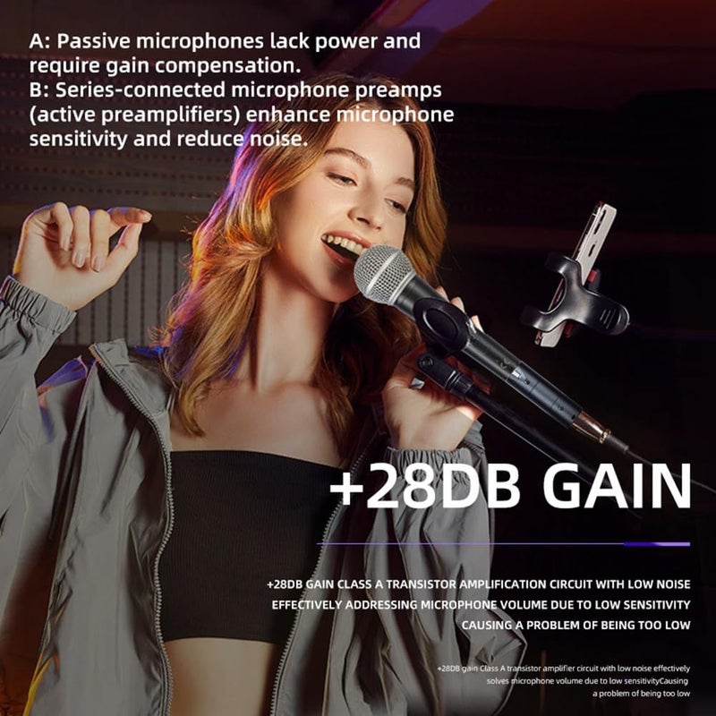 DM3 Dynamic Microphone Mic Amplifier Speech Recording Preamplifier 28DB Gain Stage Lossless Sound Quality For Live - Image 5