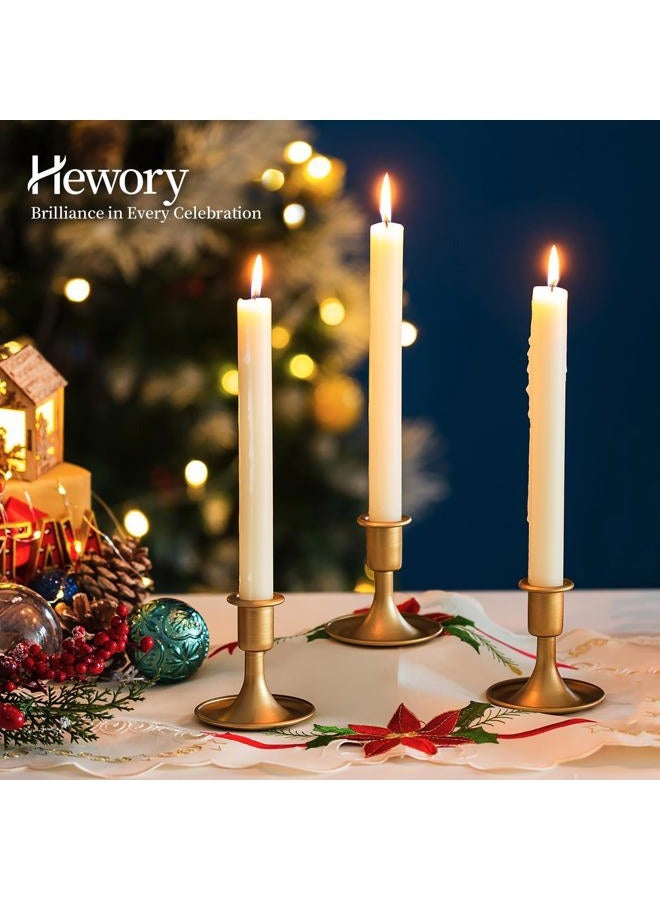 Hewory Gold Taper Candle Holder Set of 6, Short Skinny Brass Candlestick Holders, Vintage Small Low Metal Candles Sticks for Wedding Centerpieces Christmas Birthday Party Holiday Dinning Table Decor - Image 5