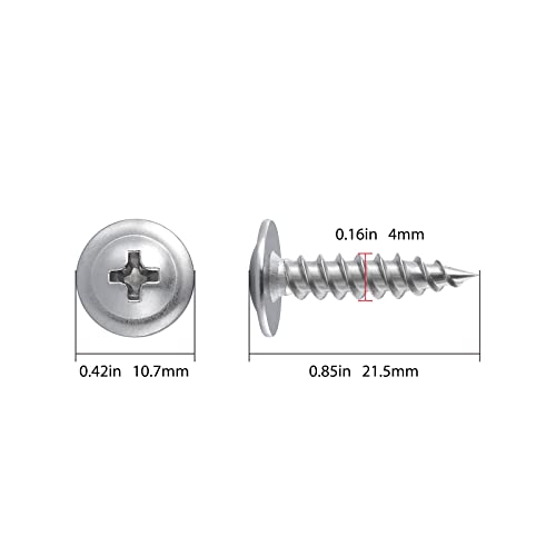 Wensilon (300 pcs)#8×3/4" Phillips Truss Head Wood Screws Stainless Steel 410 Quick Metal Self Tapping - Image 2