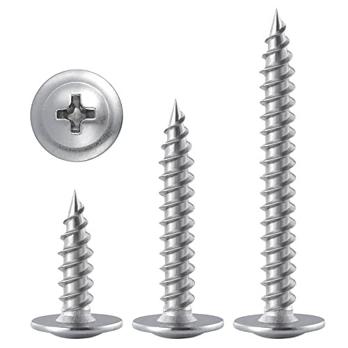 Wensilon (300 pcs)#8×3/4" Phillips Truss Head Wood Screws Stainless Steel 410 Quick Metal Self Tapping - Image 5