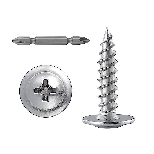 Wensilon (300 pcs)#8×3/4" Phillips Truss Head Wood Screws Stainless Steel 410 Quick Metal Self Tapping - Image 1