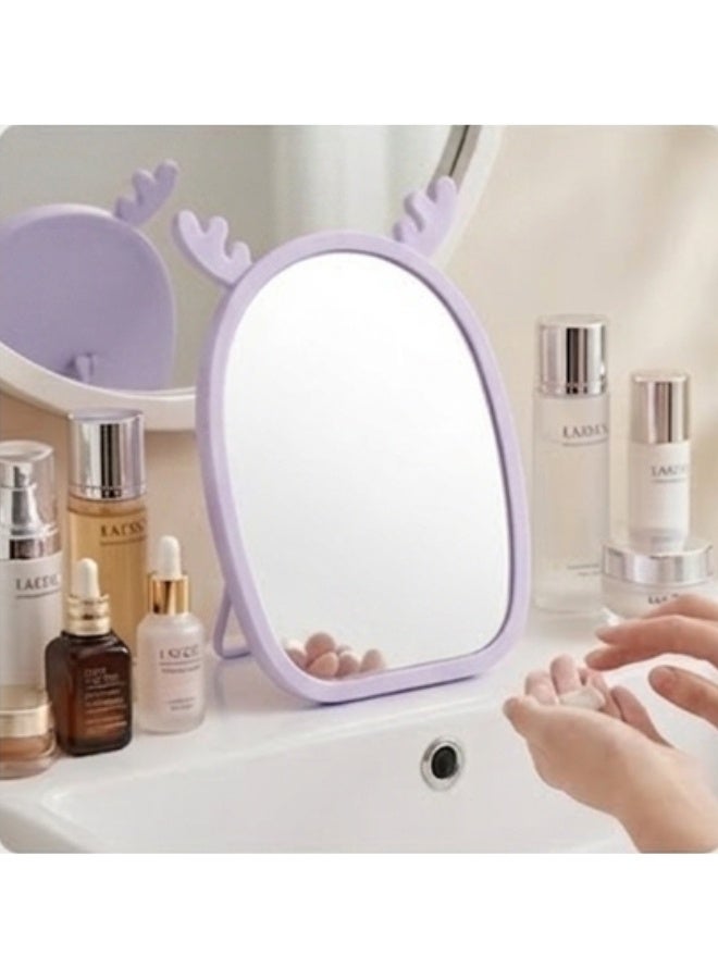 Happy Home Magnifying Makeup Mirror with Adjustable Stand – Cartoon Shaped Vanity Countertop Mirror for Bathroom Dressing Table Barber and Beauty Salon Use – Natural Reflection Cosmetic Mirror for Precise Makeup Skincare Hair Styling Portable and Lightweight Design for Daily Use – 15×13 CM -Purple - Image 3