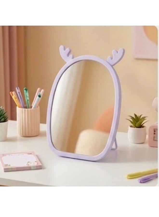 Happy Home Magnifying Makeup Mirror with Adjustable Stand – Cartoon Shaped Vanity Countertop Mirror for Bathroom Dressing Table Barber and Beauty Salon Use – Natural Reflection Cosmetic Mirror for Precise Makeup Skincare Hair Styling Portable and Lightweight Design for Daily Use – 15×13 CM -Purple - Image 4