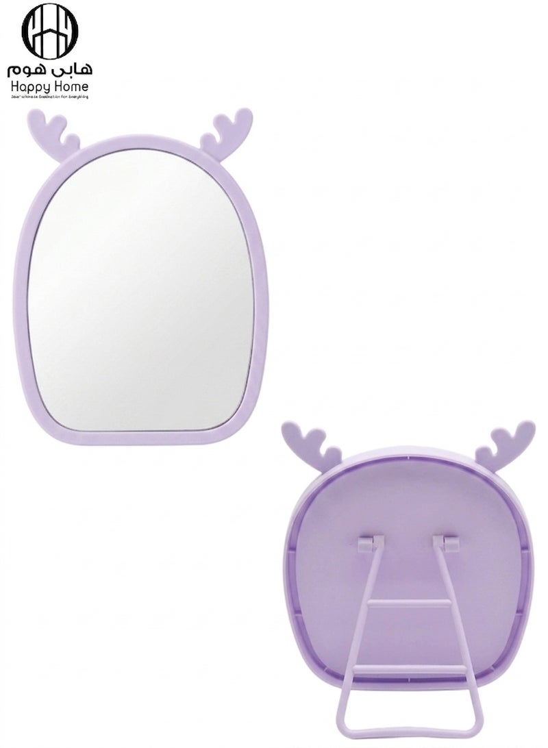Happy Home Magnifying Makeup Mirror with Adjustable Stand – Cartoon Shaped Vanity Countertop Mirror for Bathroom Dressing Table Barber and Beauty Salon Use – Natural Reflection Cosmetic Mirror for Precise Makeup Skincare Hair Styling Portable and Lightweight Design for Daily Use – 15×13 CM -Purple - Image 5