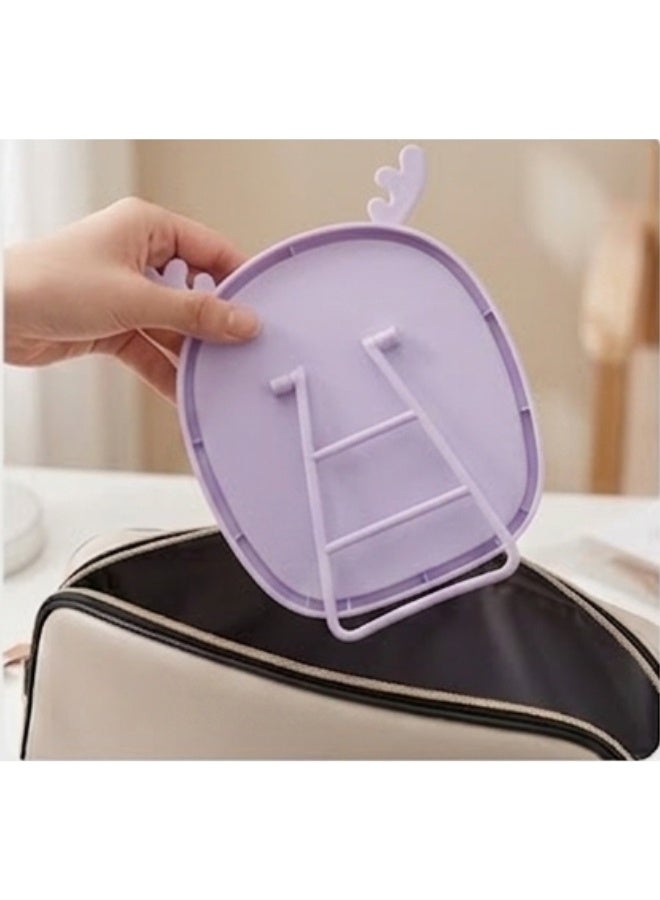 Happy Home Magnifying Makeup Mirror with Adjustable Stand – Cartoon Shaped Vanity Countertop Mirror for Bathroom Dressing Table Barber and Beauty Salon Use – Natural Reflection Cosmetic Mirror for Precise Makeup Skincare Hair Styling Portable and Lightweight Design for Daily Use – 15×13 CM -Purple - Image 2