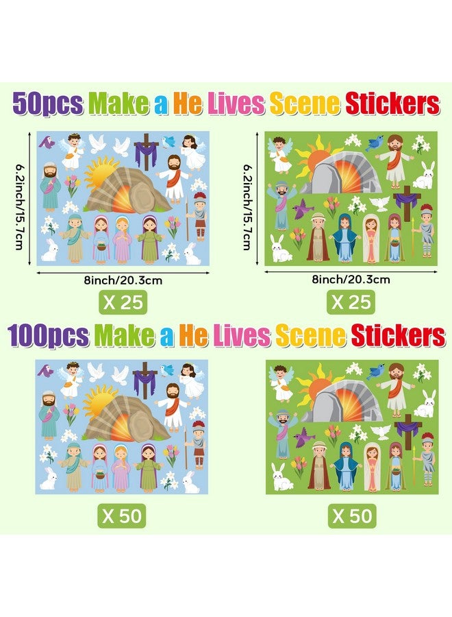 WATINC 100 Sheet Make a Resurrection Scene Stickers, Easter Jesus He Lives Nativity Sticker Craft Kit Birthday Party Game, Religious Education Parties Supplies Classroom Activity Reward Gifts - Image 2
