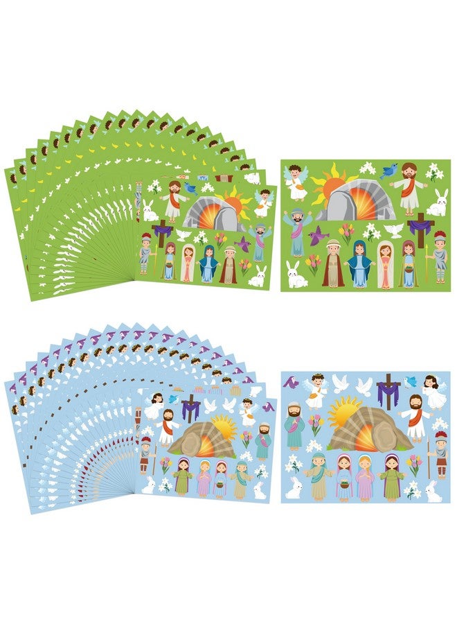 WATINC 100 Sheet Make a Resurrection Scene Stickers, Easter Jesus He Lives Nativity Sticker Craft Kit Birthday Party Game, Religious Education Parties Supplies Classroom Activity Reward Gifts - Image 1