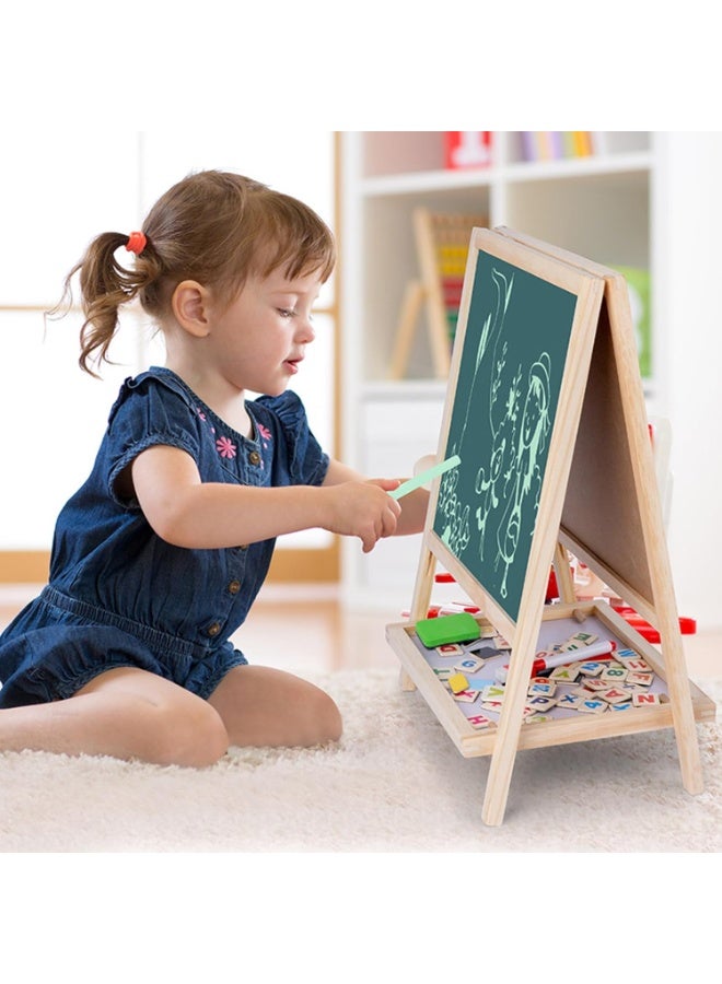 Soofam Easel for Kid，Wooden Art Easel，Wooden Chalkboard & Magnetic Whiteboard ，Storage Tray，Letters and Numbers Magnets and Other Accessories，Learning-Toy for 3,4,5,6,7,8 Years Old Boy & Girls - Image 2
