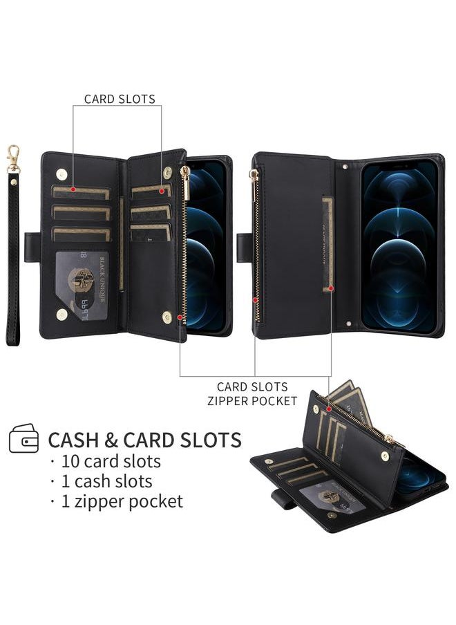 جراب هاتف iPhone 11 Crossbody بسحاب محفظة جلد على شكل معين