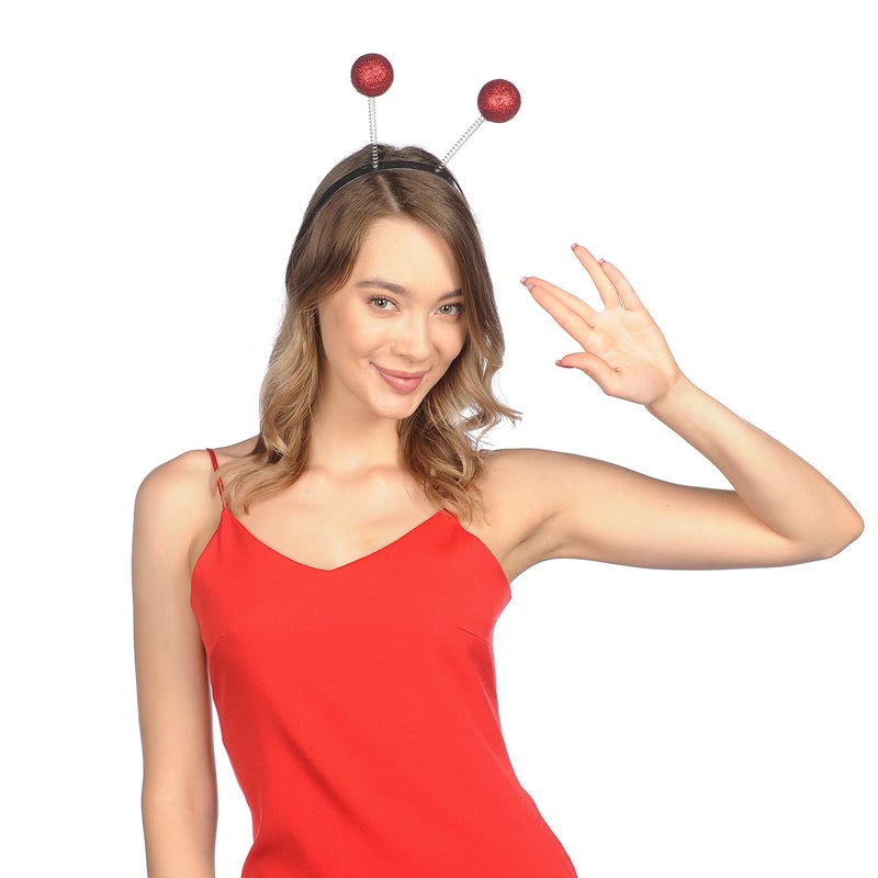 Cheerin Red Alien Headband - Martian Antenna Headband - Glitter Ball Head Boppers - Space Theme Costume - Alien Costume Accessories - Image 1