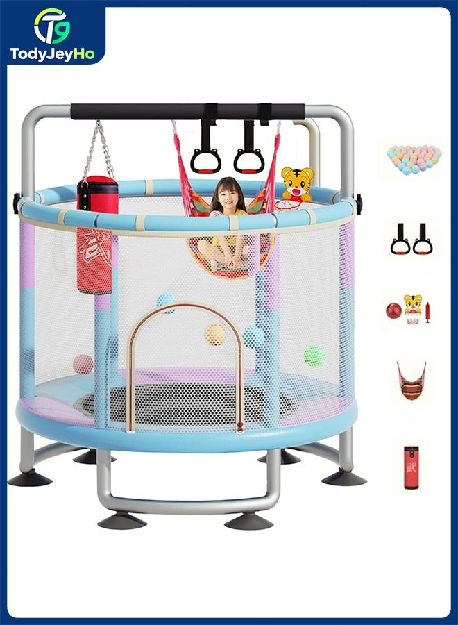 تودي جي هو 1.4 متر ترامبولين داخلي في الهواء الطلق للأطفال, ترامبولين الطفل الصغير مع شبكة غلاف السلامة, ترامبولين طفل صغير مع حلقة كرة السلة / أرجحة / حقيبة الرمال,ترامبولين قفز البنجي للأطفال - Image 1