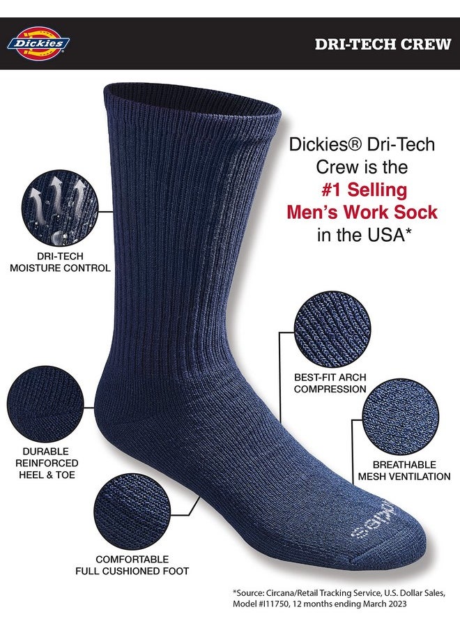 Dickies Dickies Men's Dri-Tech Essential Moisture Control Crew Socks, Available in M-XXL (6, 12, Solid Navy (6 Pairs), Large  - Image 2