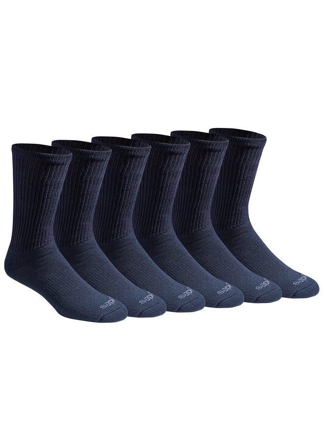 Dickies Dickies Men's Dri-Tech Essential Moisture Control Crew Socks, Available in M-XXL (6, 12, Solid Navy (6 Pairs), Large  - Image 1