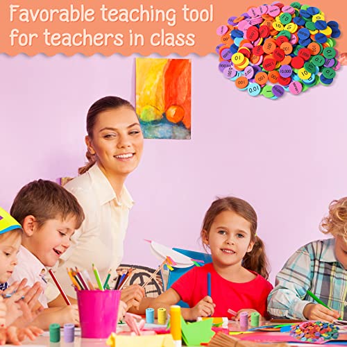 Kingdder Place Value Disks 10 Decimals to Whole Numbers Counting Chips for Kids Base 10 Place Value Manipulatives Math Counters Discs Set for Elementary School Math Supplies(1000 Pcs) - Image 5