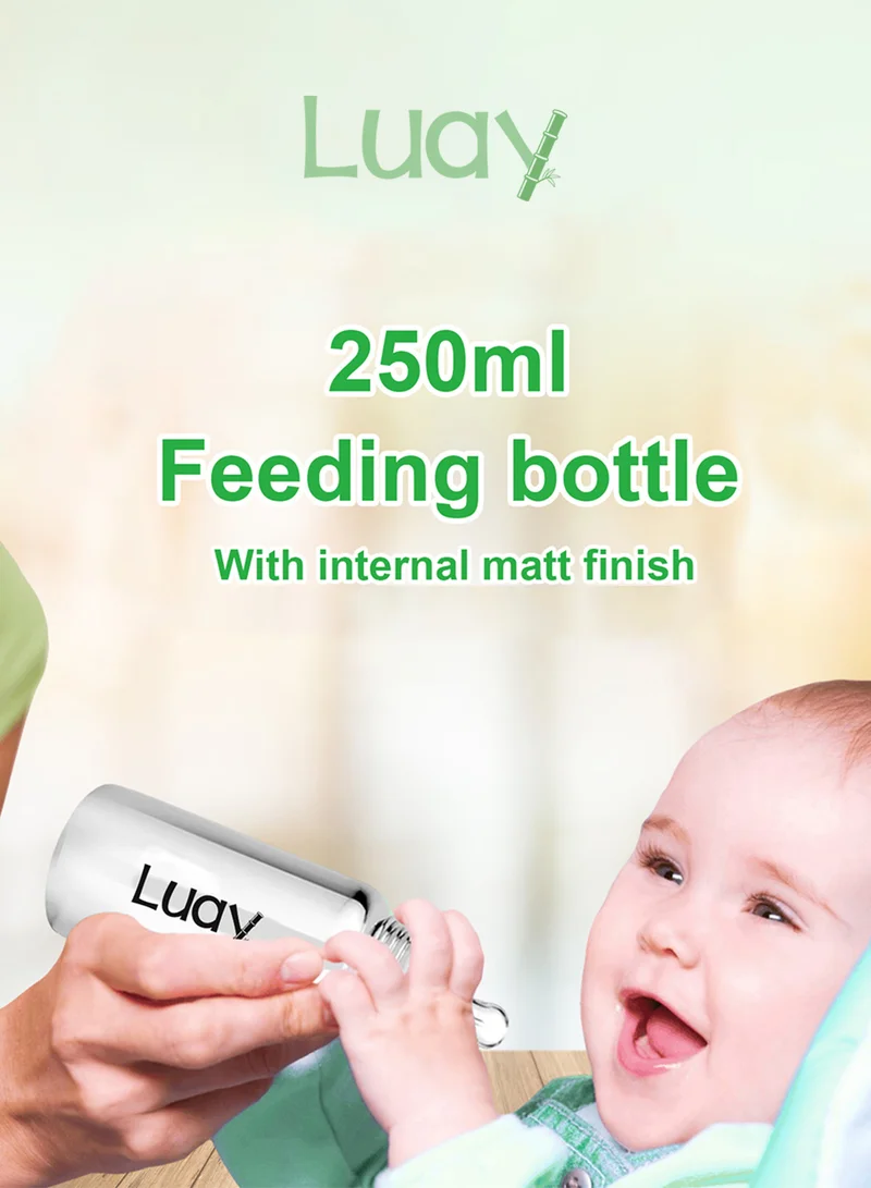 Luay Pack Of 2 Baby Steel Feeding Bottle 250ml | Baby Milk Bottle with Advanced Anti Colic Valve, BPA Free, Soft Silicone Teat, Wide Neck for Babies/Infants/Newborns Pack of 2 of 0-2 Years  | Best Price UAE
