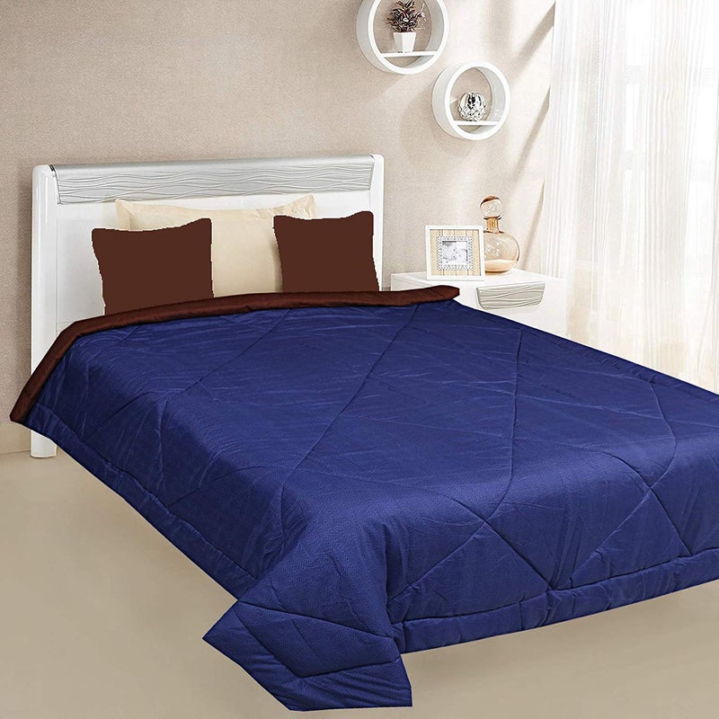 Kuber Industries Kuber Industries Microfibre Printed Reversible Comforter, Double (Blue and Brown, 200 GSM) - CTKTC22210 