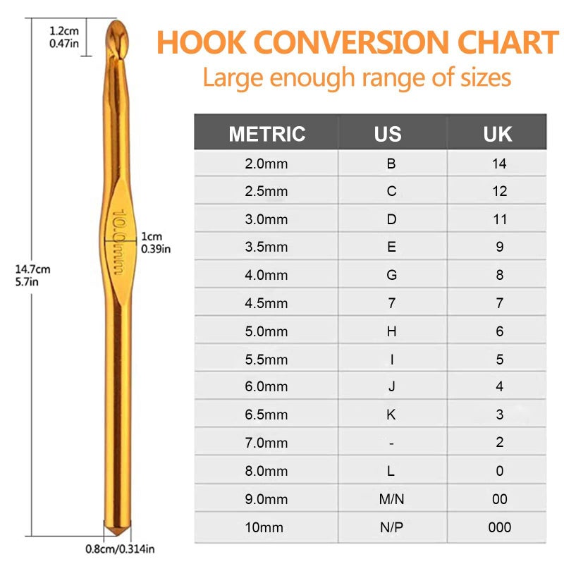 BCMRUN 14 pcs Multicolor Aluminum Crochet Hooks Knitting Needles Craft Yarn 2-10mm â€¦ - Image 2