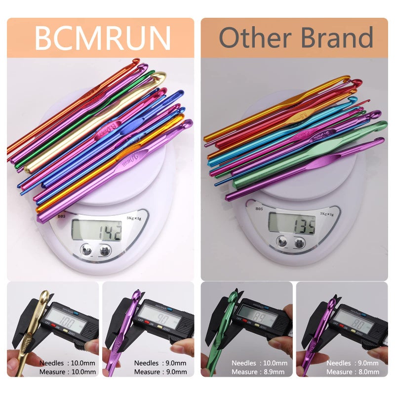 BCMRUN 14 pcs Multicolor Aluminum Crochet Hooks Knitting Needles Craft Yarn 2-10mm â€¦ - Image 3