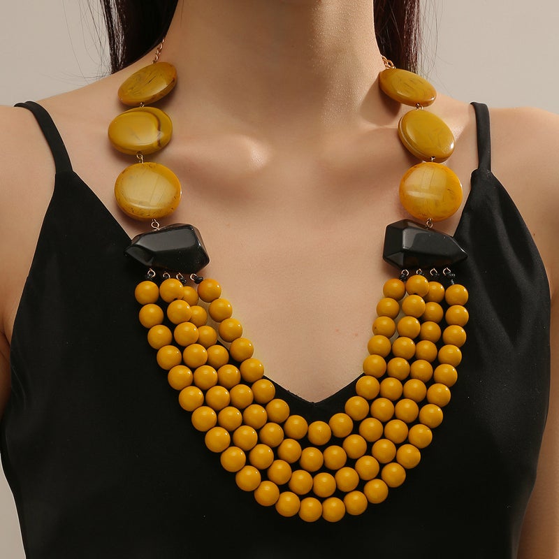 Colorful Vintage Handmade Multi-layer Beaded Bohemian Ethnic Fashion Exaggerated Womens Collar Earrings G collar (152) grams 