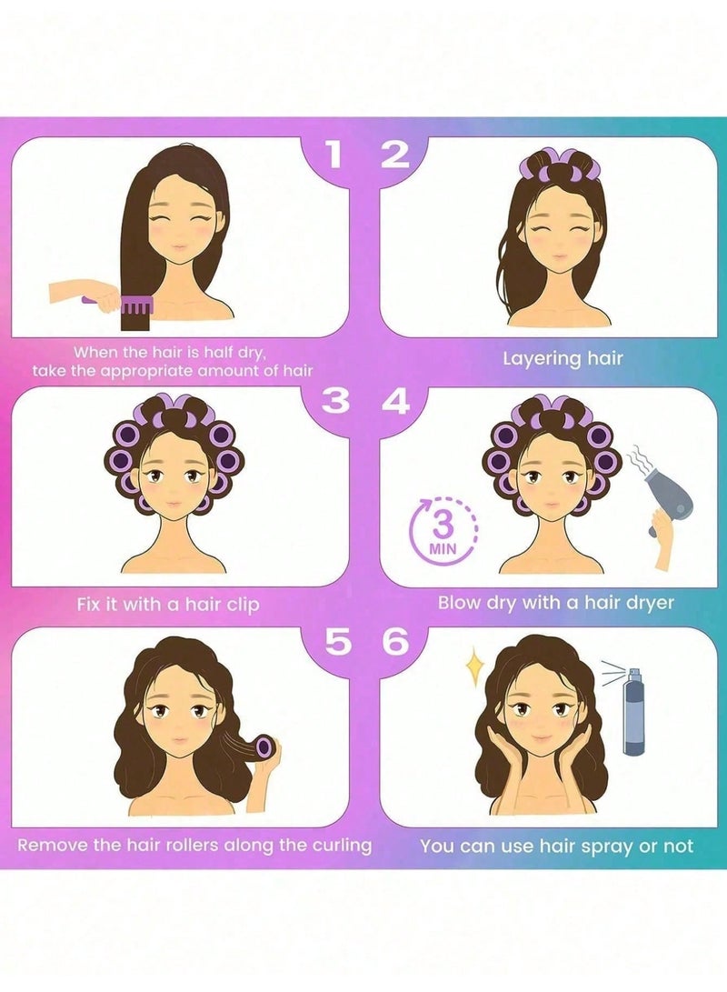 Miamia 18 Pcs Large Curling Wand Set (With Caps) for Long, Medium, Short and Bangs Heat-Free Curling Wands (Includes 12 Large Tubes   6 Caps) Beauty Styling Supplies for Salon and Travel  Black - Image 4