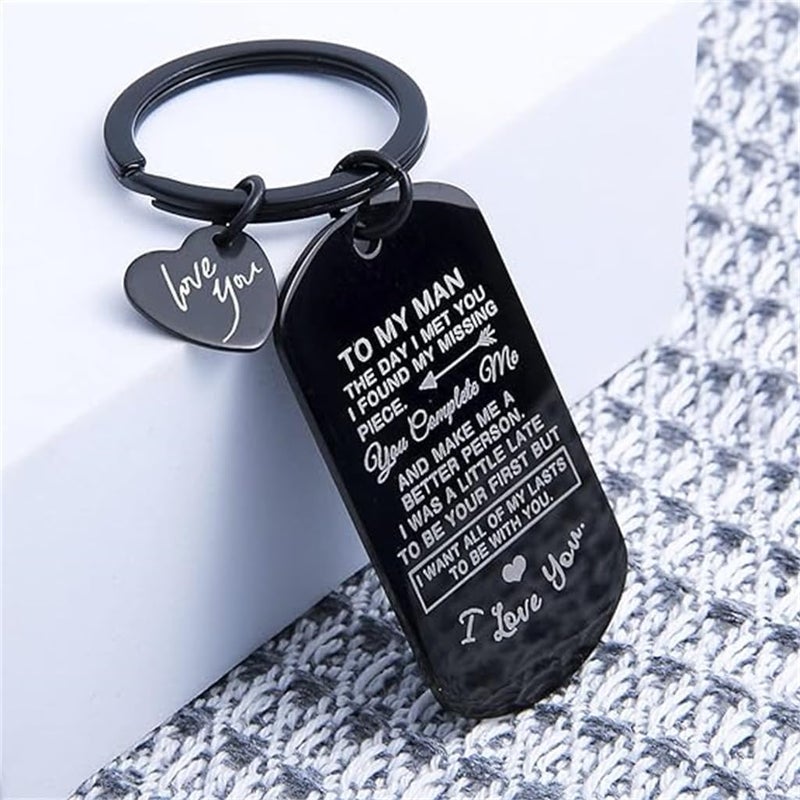 X spring Elegant Black Keychain for Boyfriend with Heart Charm - Meaningful Gift for Him - Image 5