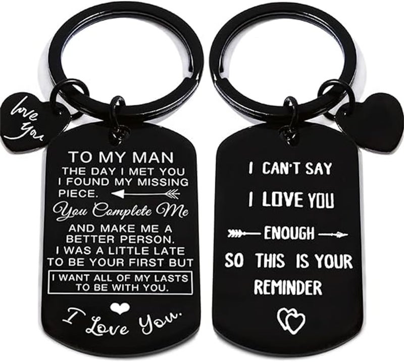 X spring Elegant Black Keychain for Boyfriend with Heart Charm - Meaningful Gift for Him - Image 1