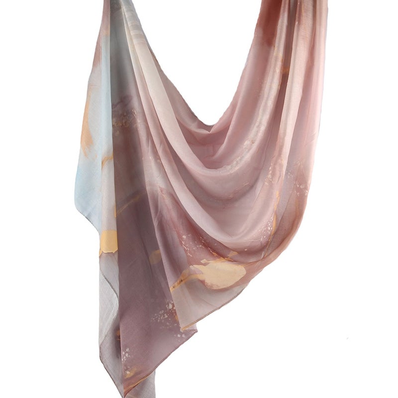 Best-Selling Watercolor Tie-Dye Cotton Scarf - Satin Polyester Long Wrap, Turkish Headscarf