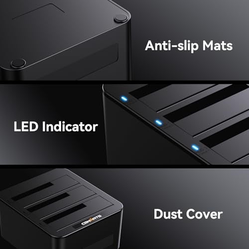 CENMATE 3 Bay Hard Drive Enclosure for 2.5“/3.5" SATA HDD/SSD with USB A/C 3.0, Hard Drive Enclosure Support Hot Swappable, Tool-Free HDD Enclosure - Image 5