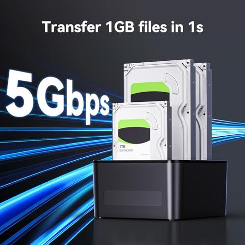 CENMATE 3 Bay Hard Drive Enclosure for 2.5“/3.5" SATA HDD/SSD with USB A/C 3.0, Hard Drive Enclosure Support Hot Swappable, Tool-Free HDD Enclosure - Image 3