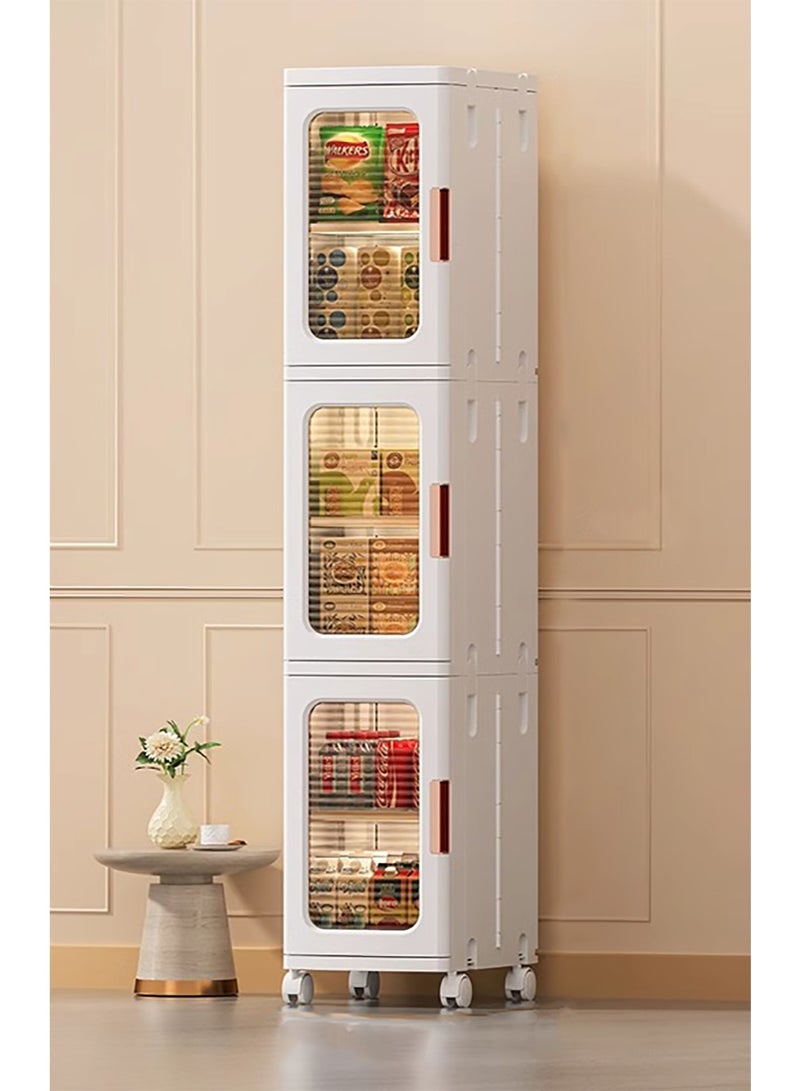 Folding Storage Cabinet, Multi Layered Narrow Plastic Storage Bins with Wheels for Small Space, Bathroom, Kitchen, Laundry Stackable Storage Box for Snack Books Toys Skin Care - Image 1