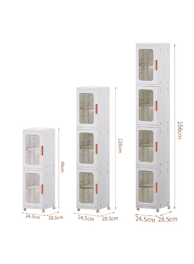 Folding Storage Cabinet, Multi Layered Narrow Plastic Storage Bins with Wheels for Small Space, Bathroom, Kitchen, Laundry Stackable Storage Box for Snack Books Toys Skin Care - Image 2