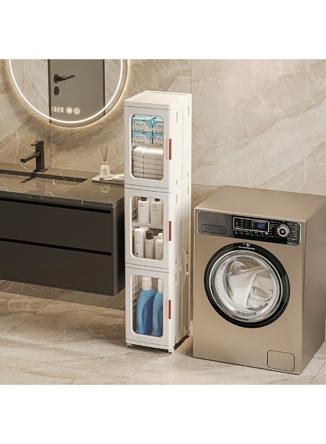 Folding Storage Cabinet, Multi Layered Narrow Plastic Storage Bins with Wheels for Small Space, Bathroom, Kitchen, Laundry Stackable Storage Box for Snack Books Toys Skin Care - Image 4