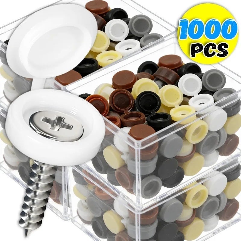 1000/100pcs Plastic Hinged Screw Cover Caps Cross Screw Snap-On Caps Fold Snap Protective Cap Furniture Decorative Nuts Cover - Image 2