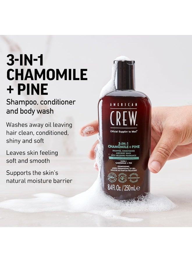 AMERICAN CREW 3-in-1 Chamomile & Pine Shampoo, Conditioner & Body Wash, 450 ml, Care Shampoo and Shower Gel for Men, Product for Daily Cleansing of Body and Hair - Image 3