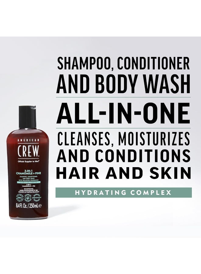 AMERICAN CREW 3-in-1 Chamomile & Pine Shampoo, Conditioner & Body Wash, 450 ml, Care Shampoo and Shower Gel for Men, Product for Daily Cleansing of Body and Hair - Image 2