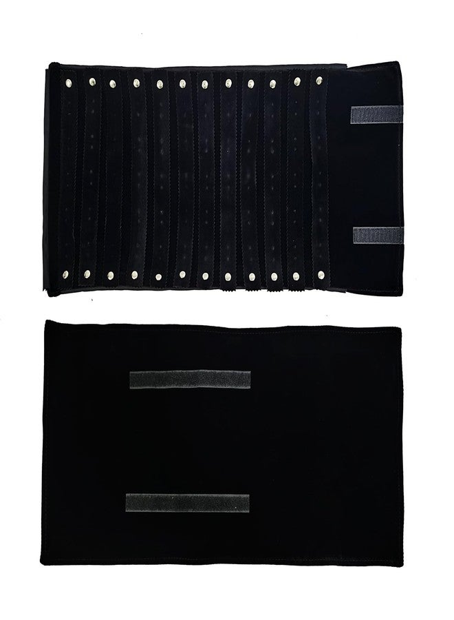 SCIKHEFT Travel Jewelry Roll Organizer, Foldable Storage bag for Journey Earrings Women (Black Velvet, M) - Image 5