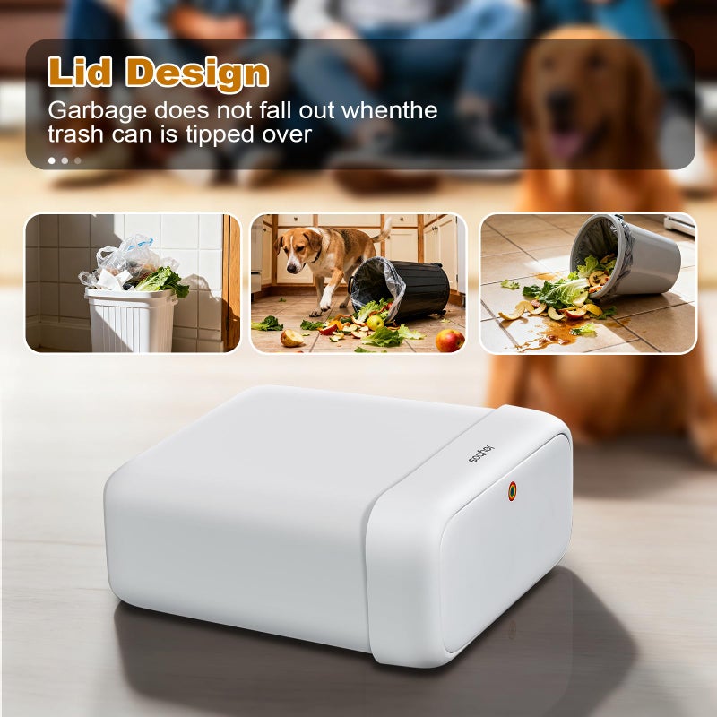 JOYBOS 2 Pack Bathroom Trash Can with Lid, 3 Gal/12 L & 2.7 Gal/10L Garbage Can with Pop-Up Lid,Small Spaces Plastic Trash Can, Slim Trash Bin Waste Basket for Bathroom,Rv, Office, White - Image 3