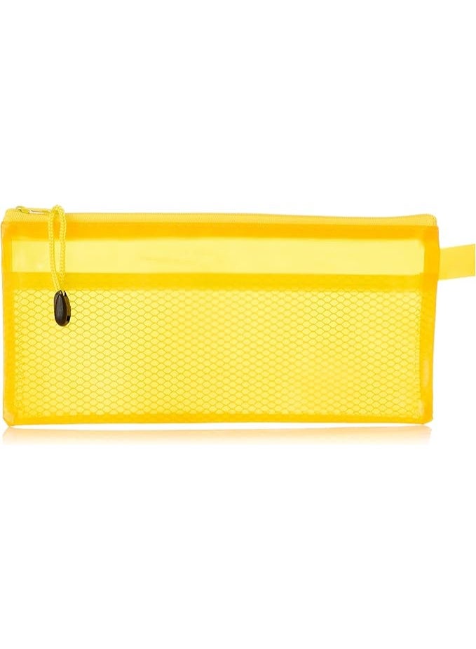 Durable Zipper Pen Bag – A6 Size, Yellow - Image 2