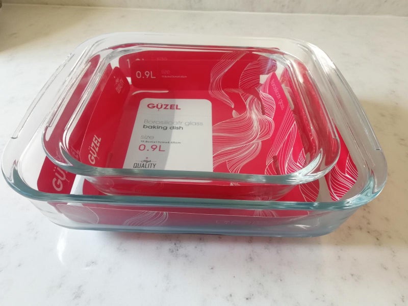 Guzel 2-Piece Square Glass Oven Baking Dish Set, Sizes Small 0.9L, Medium 1.8L - Image 2