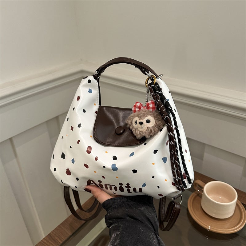 Korean Style Shoulder Bag Casual Large Capacity Stylist Underarm Bag Slack Colorful Wave Dot Backpack - Image 3