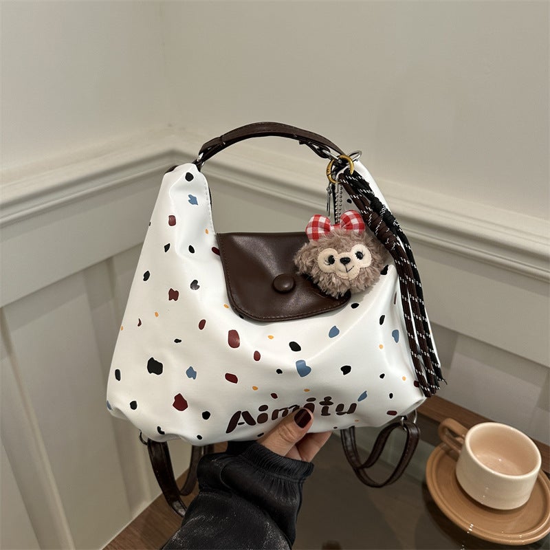Korean Style Shoulder Bag Casual Large Capacity Stylist Underarm Bag Slack Colorful Wave Dot Backpack - Image 4