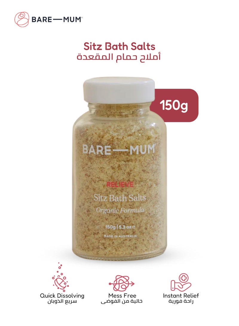 BARE-MUM Sitz Bath Salts | Organic Formula | Epsom Salt | Coconut Milk | Natural Herbs | Pain Relief for Postpartum | Relieves Soreness, Itchy Skin & Swelling | 150g | Made in Australia - Image 1